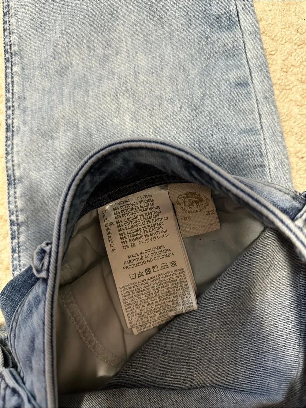 Diesel Men’s Denim Belther-R Regular Slim Tapered Acid Wash